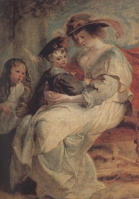 Peter Paul Rubens Helena Fourment with Two of ber Cbildren (mk01) oil painting image